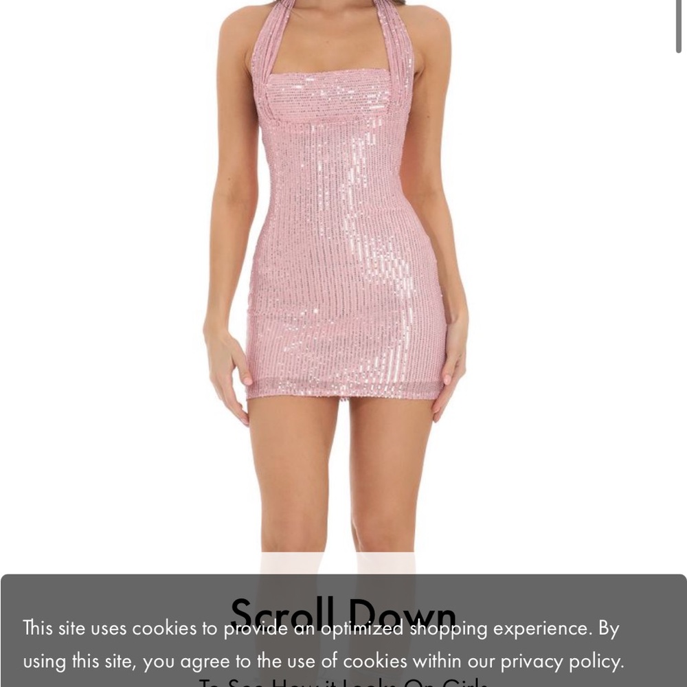 LUCY IN THE SKY: Pink Sequin Halter Dress